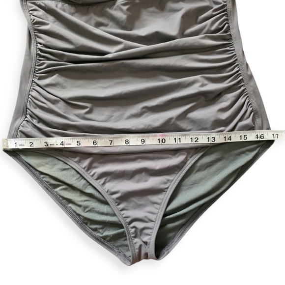 Tommy Bahama Bandeau Halter  One Piece Swimsuit, Gray, Size 16 - Picture 11 of 11